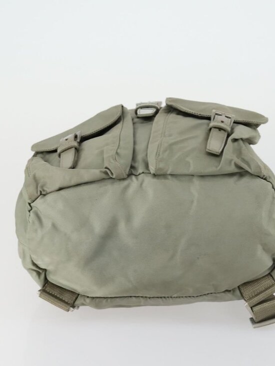 PRADA Backpack Nylon Beige Silver Auth 156861 main image 14